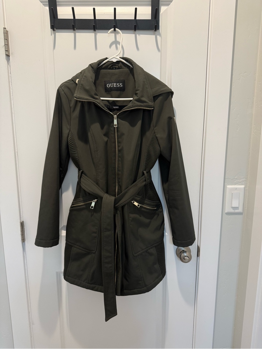 GUESS Olive Green Belted Trench Coat